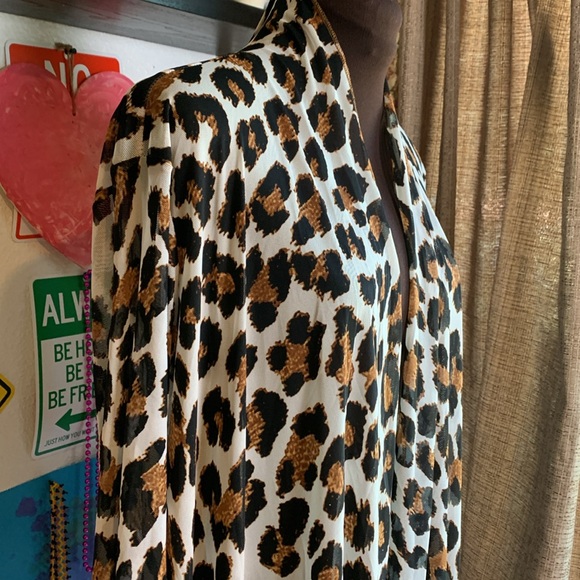 Other - Wearever white/brown cheetah print sheer long sleeve maxi duster. Size S/M